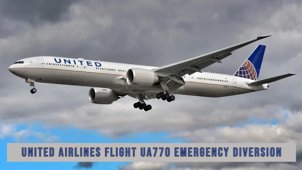United Airlines aircraft on runway after emergency diversion