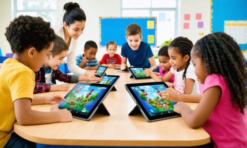 Teacher displaying a Blooket join code on a classroom screen for students in 2026